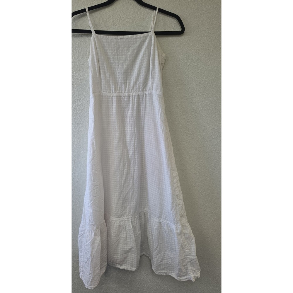 Gap Midi Dress Size 0 White Check Sleeveless Square Neck Cotton Casual Sundress